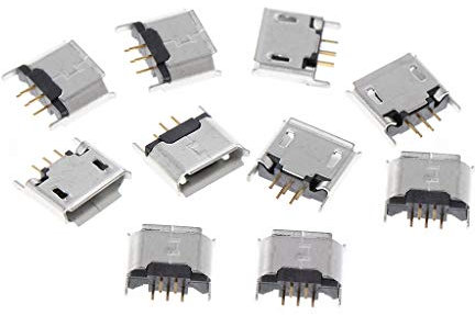 WOWOWO 10 pièces Micro USB Type B Prise Femelle 180 degrés 5 Broches SMD SMT Prise à souder
