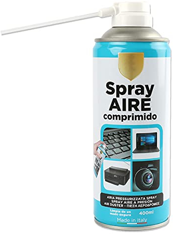 Spray Aire Comprimido 400ml para la Limpieza Ideal para Teclados, Ordenadores Impresoras y otros Equipos Eléctricos Eliminación de Polvo