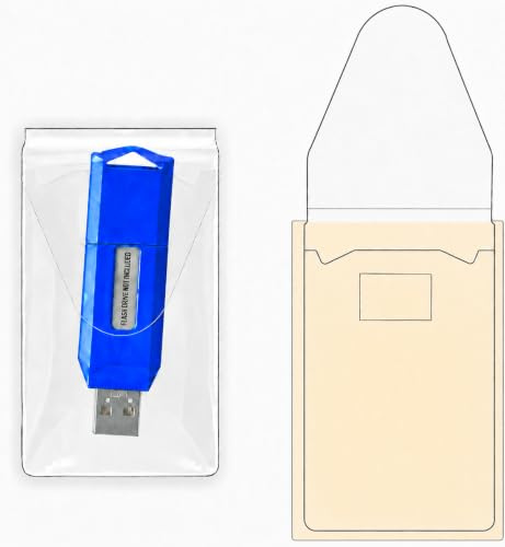 Clear USB Flash Drive Holders Peel Adhesive Resealable Storage - 10 Pack | 2 x 3 7/16 - Dust-Resistant, Reusable, Back Strip - for Offices, IT, Teachers, Students, Studios, Field Work