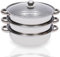 Ethedeal 3 lagiger Dampfgarer Edelstahl Steam Pot, Multifunktionales Dampfgarer Set mit Glasdeckel, Gedünstete Kartoffeln, Fleisch, Gemüse Innendurchmesser 26,5 cm
