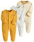 amropi Bebé Niñas Niños Mono Peleles Algodón Pijama Mameluco de Manga Larga Pack de 3 0-3 Meses,Amarillo Blanco Punto