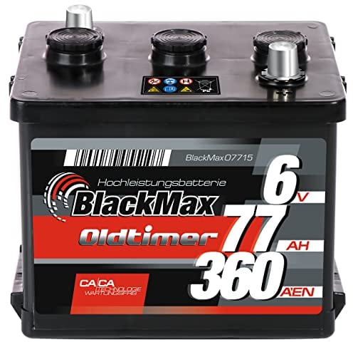 BlackMax07715 6V 77Ah 360A/EN gefüllt Oldtimer Batterie Starterbatterie PKW