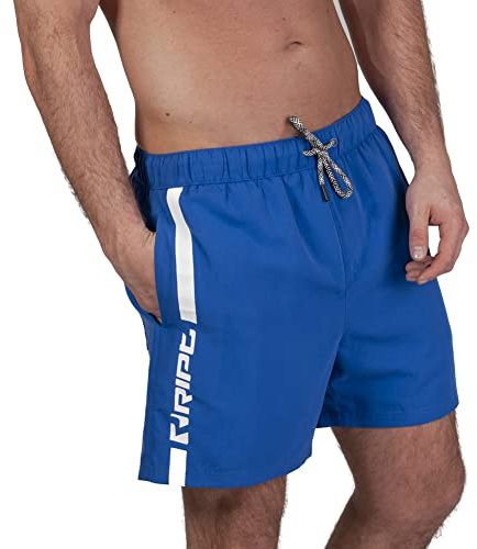 RIPT Men's Swim Shorts Quick Dry UV 50, White/Royal Blue, XXL