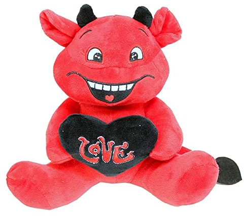 BEMIRO Teufel Plüschtier grinsend - ca. 22 cm, roter Teufel Plüschtier, Teufelchen Plüsch, Stimmungs Kuscheltier, Teufelchen Kuscheltier, Teufel Figur, Teufel