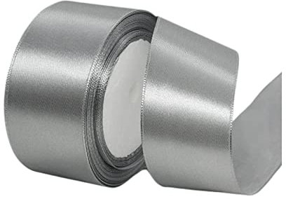 Aisszhao 50mm Wide Grey Ribbon for Crafting,22M 2Inch Silver Grey Solid Fabric Large Thick Ribbon Double Sided Satin Ribbon Decorative Ribbon for Gift Wrapping Wedding Car Sewing Floral Xmas Presents