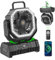 Rechargeable Camping Fan with LED Lantern, 20000mAh Auto-Oscillating Battery Operated Desk Fan with Remote&Hook, 8” Portable Fan for Picnic Fishing RV Jobsite Workshop Power Outages Hurricane