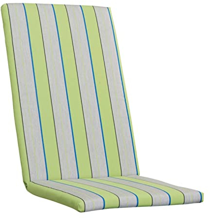 KETTtex EXKLUSIV Auflage Hochlehner Grün Grau gestreift I Gartenstuhl Polster 123x50x4cm I KTH2 Sitzauflage weich & robust I atmungsaktive Stuhlauflage I UV-beständiges Sitzkissen I Dessin 8885