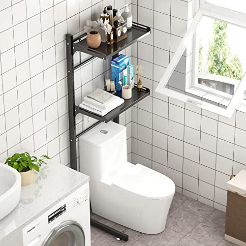 ABCOOL Over The Toilet Washer Organzier Adjustable Stand Storage Rack for Laundry Shelf Bathroom Space Save with Height Adjustable Drawer Table