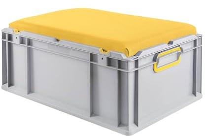 PROREGAL Eurobox NextGen Seat Box Gelb | HxBxT 26,5x40x60cm | 44 Liter | Griffe geschlossen | Eurobehälter, Sitzbox, Transportbox, Transportbehälter, Stapelbehälter