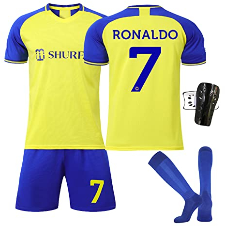 Ronronner Maglia da calcio per bambini, maglia da calcio a maniche corte, n° 7, maglia da calcio con calze per adulti e bambini-22