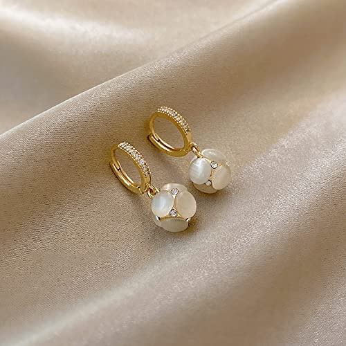 Schmuck Damen, Goldene Runde Opal-Hortensie Mit Eingelegtem Zirkonia Hypoallergene Scharnierohrringe Exquisite Kreis-Endlosschleife Baumelnder Schmuck Für Dame, Mutter, Mädchen, Freundin, Heirat,