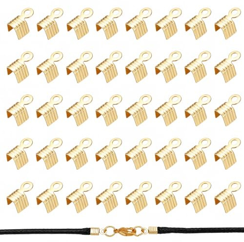 UNICRAFTALE 100 Stück 304 Edelstahl Falten Crimp Schnur Enden Terminatoren Crimp Endspitzen Kordel Quetsch Crimp Enden Metallenden Spitzen Schmuckverbinder Für Armband Schmuckherstellung