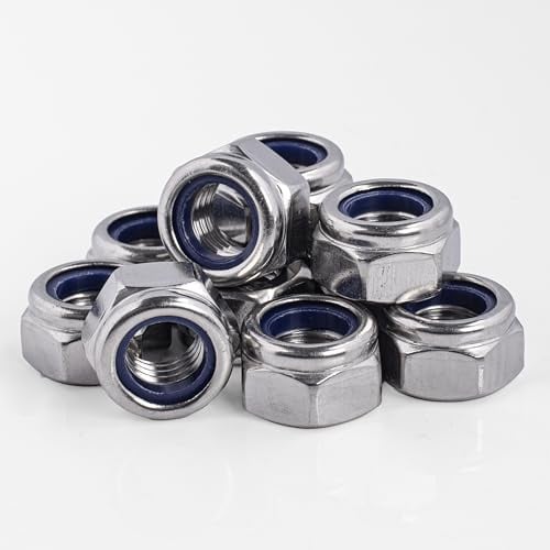Topnorm24 - Sicherungsmuttern DIN 985 Edelstahl M12-50 Stück A2 - V2A rostfrei - Stopmuttern - Selbstsichernde Muttern - Klemmmuttern Schraubmutter (50, M12)