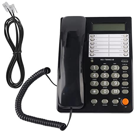 Schnurgebundenes Telefon, DTMF/FSK Dual Modus, Automatische Identifizierung, Desktop Wandtelefon, Automatische Anruffilterung, Echtzeit Datumsanzeige, Festnetztelefon für Senioren, Alzheimer Demenz