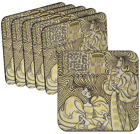 Untersetzer aus Kork, Jugendstil, elegant, Jugendstil, Jugendstil, mittelalterliches Design, 6 Stück (95 x 95 mm)