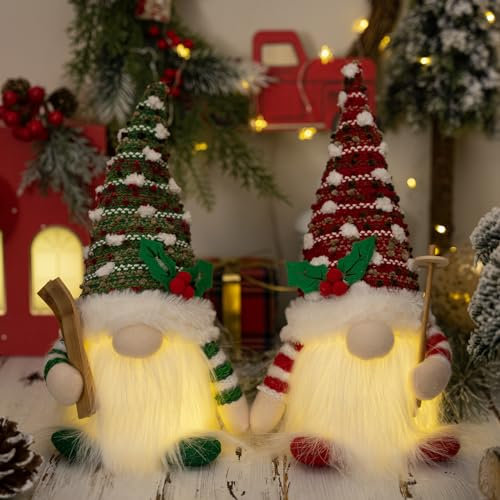 haweeli Weihnachtsdeko Wichtel Figuren, 2 Stücke Handgemachte Weihnachtswichtel Santa Tomte Gnom für Weihnachten Deko(16 * 28CM)