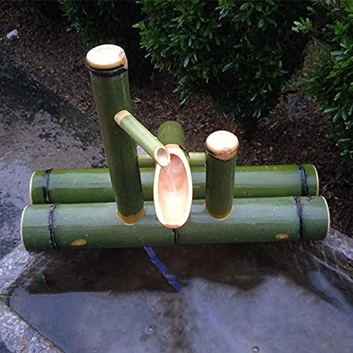Décoration de Jardin Japonais, Fontaine à Eau en Bambou avec Pompe à Eau, Bec verseur, décoration de Jardin Zen intérieur et extérieur, Longueur 30 cm (Longueur 45 cm) Decoration