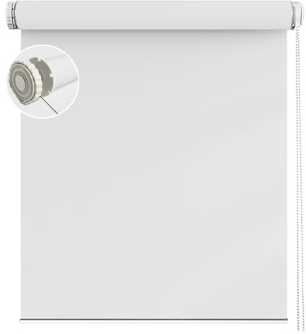 Verdunklungsrollo Fensterrollo 55 x 120 cm Blickdicht, Sichtschutz, Blendschutz Deckenmontag Seitenzugrollo mit Befestigungssatz, für Wohnzimmer, Schlafzimmer, Weiß