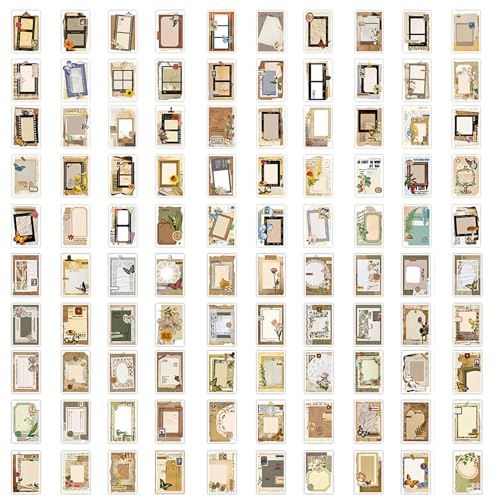 100 Stück Scrapbooking Aufkleber, 100 Stil Vintage Washi Aufkleber, Schreibbare Bullet Journal Sticker Aufkleber Papier Set für Kalender, Notebook, Tagebuch, Fotoalbum, Dekoration 40x60mm