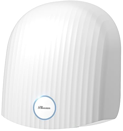 PLUSSEN Sèche-mains 10 secondes - Économie d'énergie - Sèche-mains électrique commercial automatique pour cuisine, salle de bain, toilettes - 1200 W (blanc jade