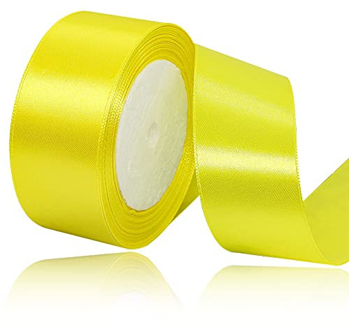 Zitronengelb Satinbands 40mm Breit, 22m Schleifenband, Geschenkband für Geschenkverpackungen, DIY Handwerk, Blumensträuße, Nähprojekte, Schleifenherstellung, Geburtstags- und Hochzeitsdekorationen