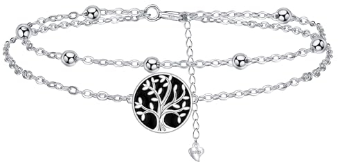 Micory Bracelet Arbre de Vie pour Femme Argent Sterling 925 Bijoux Arbre de Vie, Idée Cadeau Anniversaire Maman/Petite Amie/Epouse(Chaîne de 17+4cm)