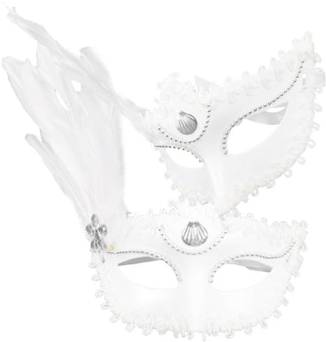 PACKOVE 2st Karnevalsmaske Frauen Maskieren Halloween-kostümzubehör Ball Masken Hochzeitsmasken Für Frauen Karneval Halbmasken Damen Kopfbedeckung Plastik Erwachsener Weiß
