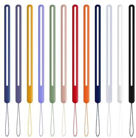 Amabro 12PCS Silicone Wrist Lanyard Anti-loss Hand Wrist Strap Lanyard Short Small Wrist lanyards for Mobile Phones, Camera, Keychains