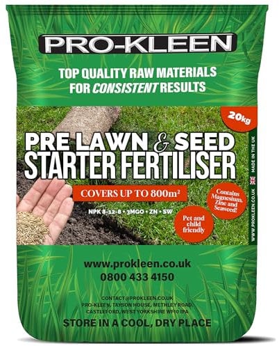 Pro-Kleen Pre Lawn & Seed Starter Fertiliser 20kg - Phosphorus Rich Formula with Nitrogen, Potassium & Magnesium Oxide - Non-Toxic & Non-Staining Formula
