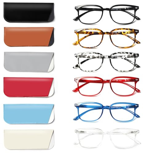 ZOECENT Lesebrille 6 pack Herren Damen Blaulichtfilter Leser Brille Ultraleicht Computerbrille Arbeits Lesehilfe (6 Farben, 2.50, x)
