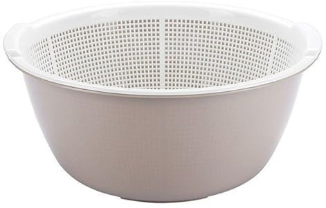 HAOHIZE Plastic Colander, Double Layer Colanders Bowl Set Vegetable Fruit Washing Basket Food Sieve Strainers and Colanders Draining Bowl Drainage Basket for Kitchen and Living Room (27cm)