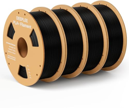 DEEPLEE PLA+ Filament 1.75mm, PLA Plus 3D Drucker Filament, Maßgenauigkeit +/- 0,02 mm, Filament 3D-Druckmaterialien, Schwarz 4kg (1kg/Spool)
