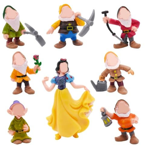 GVMJHYK 8 Pcs Décoration de Gâteau Princesse Figurine, Blanche Neige et Sept Nains Figurine Décoration Gateau Anniversaire, Cartoon Fête Cake Topper pour Enfants Princesses Décorations d'Anniversaire