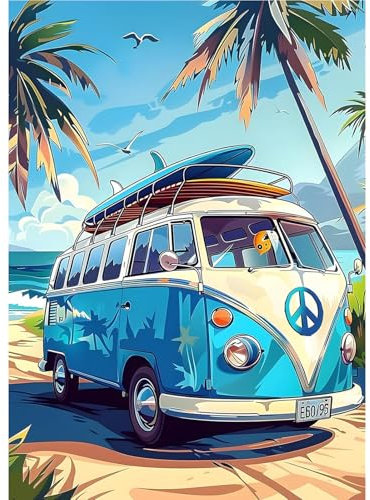 MAXBYE Paint by Numbers for Adults, Car Paint by Numbers Kits on Canvas Without Frame, DIY Seaside Landscape Painting by Numbers for Adults Beginners Craft Art for Home Wall Decor 16x20 inch