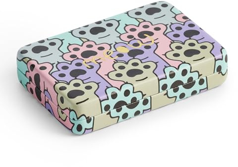 Miquelrius Back2Fun Schmuckkästchen für Kinder, Organizer mit 4 Fächern, Schmuckkästchen mit Spiegel, innen samtweich, 100 x 70 x 20 mm, Schmuckkästchen für Mädchen mit Katzenmotiv