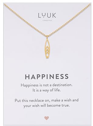 LUUK LIFESTYLE Moderne Edelstahl Halskette mit Anhänger, 50 cm verstellbare Länge, Schmuck Geschenk für die beste Freundin, Surfbrett, Gold