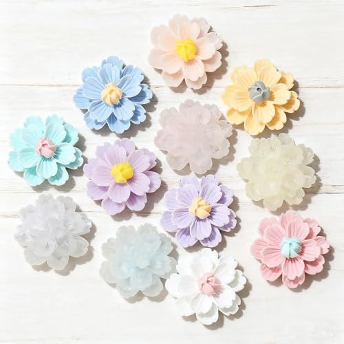 WJUAN 24mm Tortendeko Blumen, 40 Stück Kirschblüten Deko, Harz Gänseblümchen Tortendeko, Zufällige Farben, Dekorative Accessoires, Kleine Harzblumen, für Heimwerken, Kuchen, Kunsthandwerk
