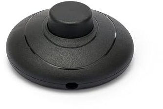 Velamp LH122B Pied Rond en Ligne 250 V/2 A, intermédiaire à 2 ou 3 Fils, Interrupteur au Sol pour lampadaire, Lampe de Table, plafonnier Ø 68 mm x 30 mm-Noir