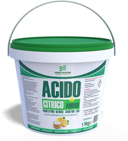 Acide citrique ANHYDRE 100 % E330 naturel multifonctionnel, détergent pour sols, nettoyage calcaire, machine à laver, détartrant, alimentaire pot de 3 kg