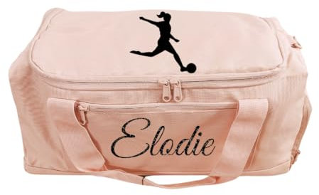 La Fabrique d'EC Sac de Sport Multi Sports personnalisé avec Motif Foot/Basket/Handball/Judo/Tennis + Prénom (Rose)