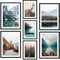 ag.art deco® Poster Set 7 Alpen Wandbilder mit Schwarz Rahmen | Berge, Wald, Braies See, Weg, Boote, Hirsch | Mehrteilige Braun Wanddeko Wohnzimmer & Schlafzimmer