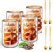 LISDATKE Tasse Latte Macchiato Double Paroi 4 X 400ml Tasse a Cafe Double Paroi avec 4 Cuillère Tasses à Latte Macchiato Résistantes à la Chaleur Tasse en Verre Transparent