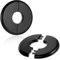 Wall Split Flange 2 Pieces ABS Self-Adhesive Tape Escutcheon Plate Cover 28mm Buckle Design Covers Hole Air Conditioning Hole Decorative Cover for Water Faucet Accessories (Black,Round)