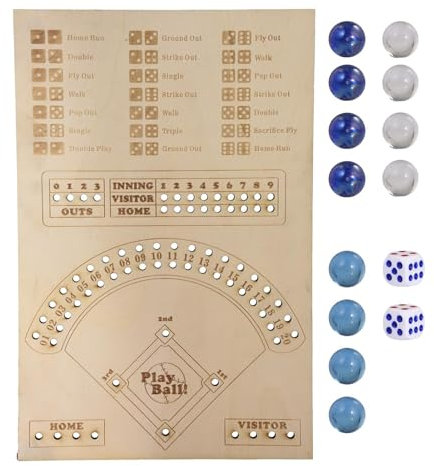 Baseball Brettspiel - Holzwürfelspiel | Lustiges Baseball Brettspiel | Brettspiel Mit Massivholzwürfel | Baseball Spiele | Ballspiel