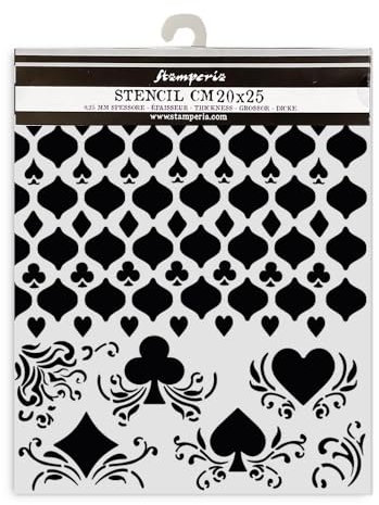 Stamperia - Thick Stencils for Scrapbooks, Albums, Cards, Bullet Journalling, and More, Flexible Material, Easy to Clean, Perfect for Hobbies, Crafts and Gifting (Master of Magic, Cards Pattern)
