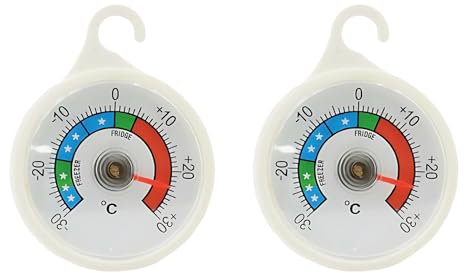 JIEHU 2 Pcs Fridge Thermometer, Dial Refrigerator Thermometer, Fridge and Freezer Thermostat for Temperature Control, Fridges Thermostat with Coloured Zones