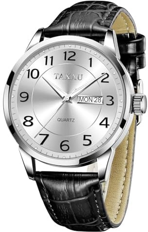 Taxau Armbanduhr Männer Wasserdicht Leder Uhr Glänzende Uhr Datum - Quartz Uhr Geschenk für Männer