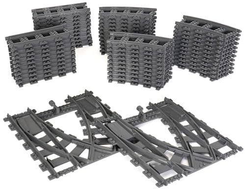 City Set di Binari, 54 pezzi City Binari, Inclusi Binari Trasversali | Binari Dritti, Binari Curvi, Accessori per Treno da Città, Idee Regalo per Ragazzi, Ragazze e Bambini