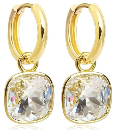 Gold Creolen Charm Anhänger Markenkristalle 925 Sterling NOBEL SCHMUCK