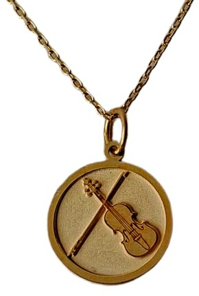 LKBEADS aus 925er Sterlingsilber| 24 mm 18-Zoll-Kette mit Violine und Bogen Violinenanhänger für Geiger zierlich Abschlussfeier Musikschmuck Geburtstag handgefertigte Vergoldung L_01403